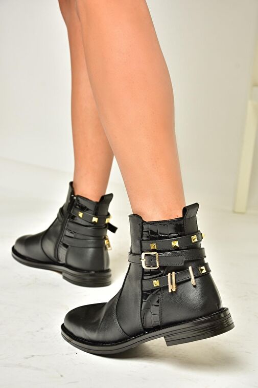 T312124709 Siyah Alçak Topuklu Kadın Bot - Görsel 2