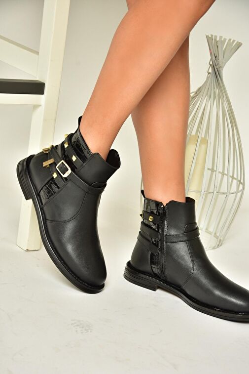 T312124709 Siyah Alçak Topuklu Kadın Bot - Görsel 3