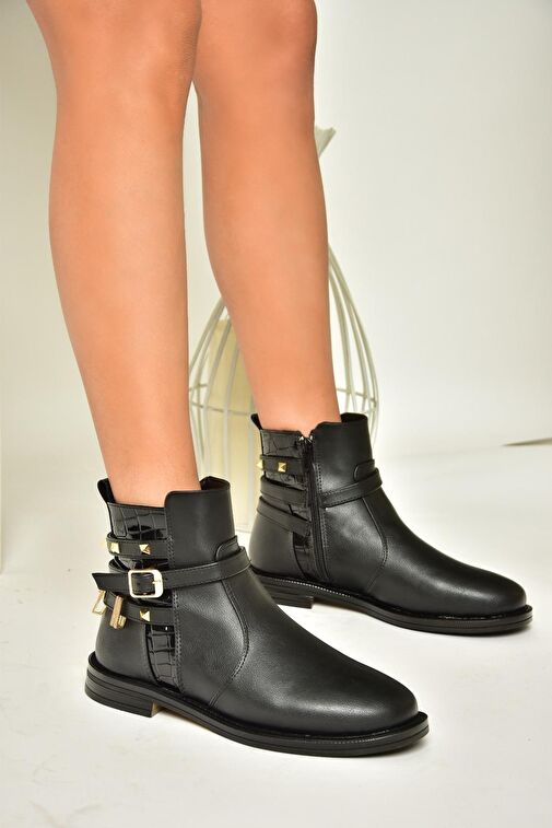 T312124709 Siyah Alçak Topuklu Kadın Bot - Görsel 5