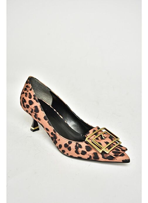 T820010804 Taba Kumaş Sivri Burunlı Kadın Topuklu Ayakkabı - Görsel 8