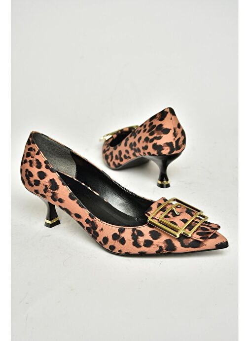 T820010804 Taba Kumaş Sivri Burunlı Kadın Topuklu Ayakkabı - Görsel 9