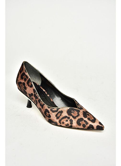 T820055204 Taba Kumaş Alçak İnce Topuklu Kadın Ayakkabı - Görsel 6