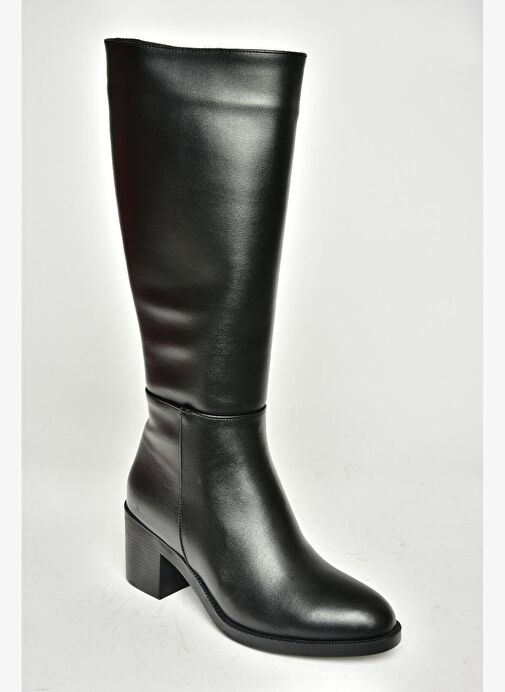 T820076009 Siyah Kalın Topuklu Kadın Çizme - Görsel 14