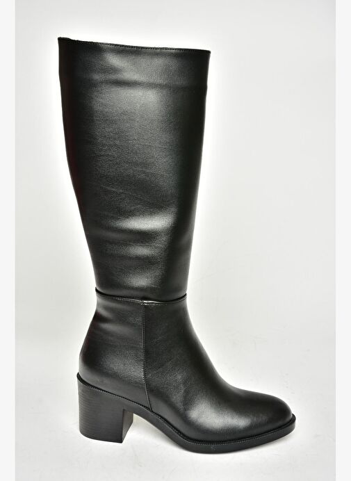 T820076009 Siyah Kalın Topuklu Kadın Çizme - Görsel 13