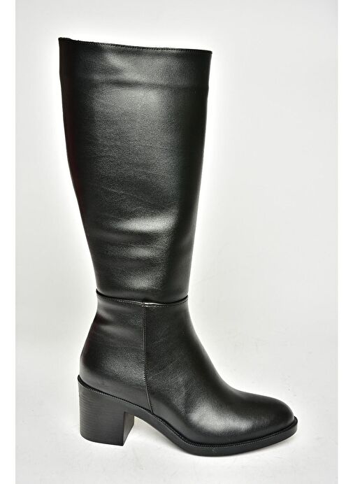 T820076009 Siyah Kalın Topuklu Kadın Çizme - Görsel 12