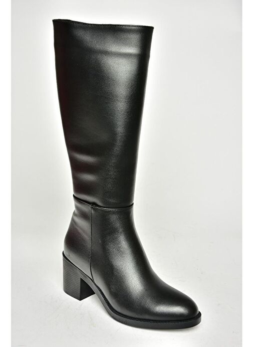 T820076009 Siyah Kalın Topuklu Kadın Çizme - Görsel 15