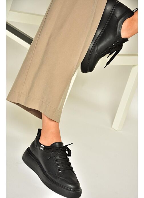 S274048409 Siyah/Siyah Kadın Spor Ayakkabı Sneakers - Görsel 2