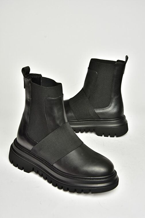 T312101909 Siyah Kalın Tabanlı Kadın Bot - Görsel 8