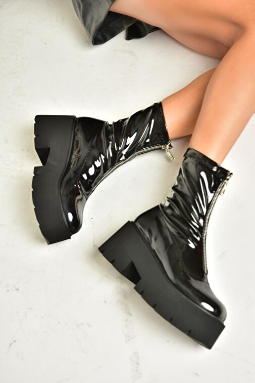 T272902008 Siyah Rugan Kalın Tabanlı Kadın Bot - Görsel 5