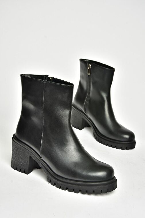 T726911109 Siyah Kalın Topuklu Kadın Bot - Görsel 9