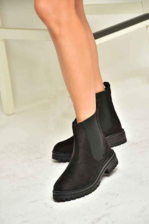 T726923702 Siyah Süet Klasik Kadıın Bot - Görsel 3