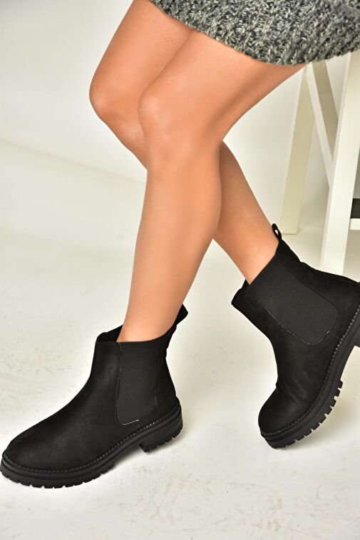 T726923702 Siyah Süet Klasik Kadıın Bot - Görsel 5