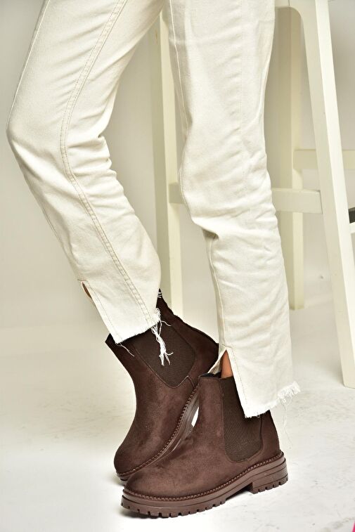 T726923702 Kahverengi Süet Klasik Kadıın Bot - Görsel 3