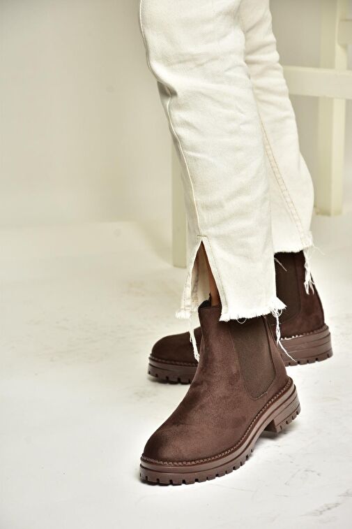 T726923702 Kahverengi Süet Klasik Kadıın Bot - Görsel 4