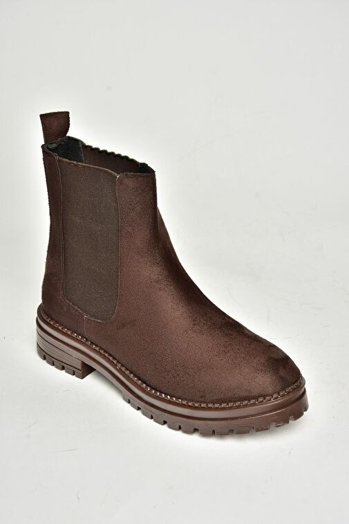 T726923702 Kahverengi Süet Klasik Kadıın Bot - Görsel 7