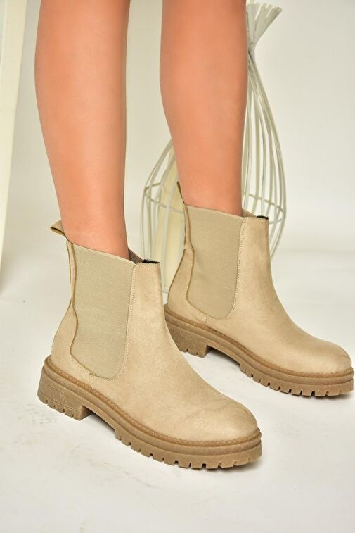 T726923702 Bej Süet Klasik Kadıın Bot - Görsel 3