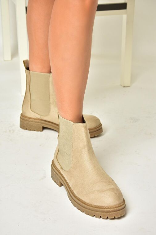 T726923702 Bej Süet Klasik Kadıın Bot - Görsel 5