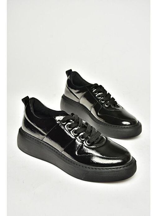 T274148308 Siyah/Siyah Rugan Spor Ayakkabı Sneakers - Görsel 5