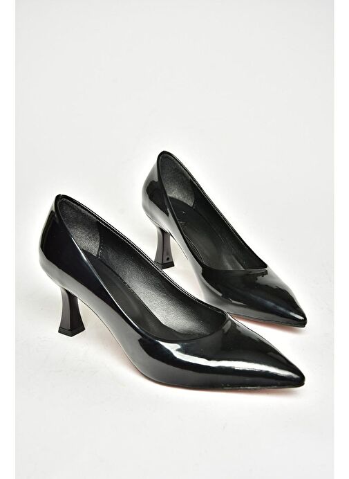 T676032008 Siyah Rugan Kalın Topuklu Kadın Ayakkabı - Görsel 7