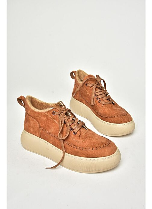 T811845302 Taba Süet Kalın Tabanlı Kadın Ayakkabı - Görsel 9