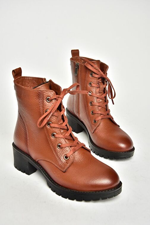 R555054103 Taba Hakiki Deri Alçak Topuklu Kadın Bot - Görsel 7