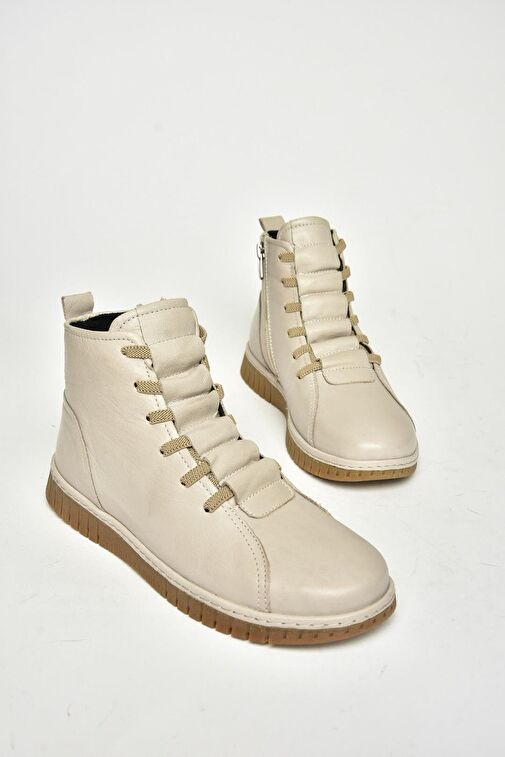 T555366203 Vizon Hakiki Deri Comfort Ortopedik Taban Kadın Bot - Görsel 7