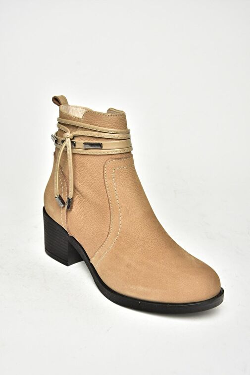 T555703303 Vizon Hakiki Deri Kalın Topuklu Kadın Bot - Görsel 6