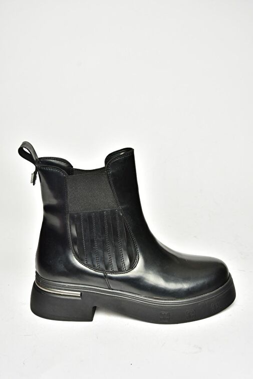 T996334008 Siyah Rugan Kalın Tabanlı Kadın Bot - Görsel 6