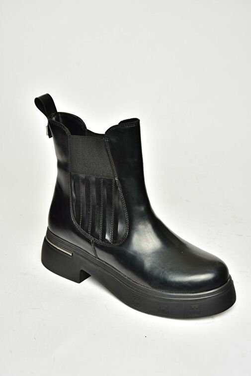 T996334008 Siyah Rugan Kalın Tabanlı Kadın Bot - Görsel 7