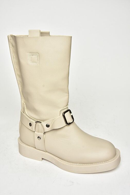 T973530309 Bej Alçak Topuklu Kadın Bot - Görsel 6