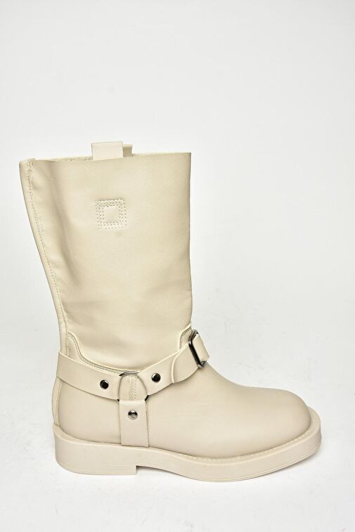 T973530309 Bej Alçak Topuklu Kadın Bot - Görsel 7