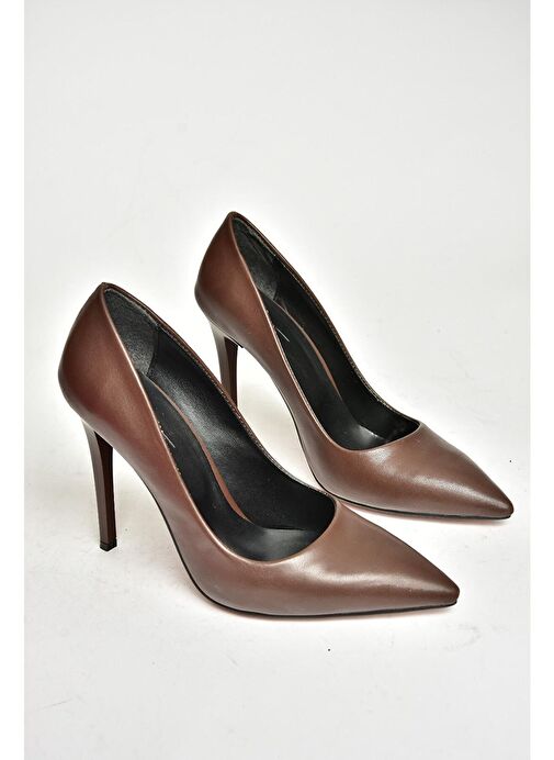T676192009 Kahverengi İnce Topuklu Kadın Stiletto - Görsel 8