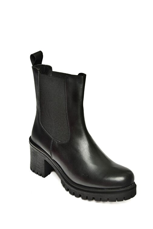 T726981609 Siyah Lastikli Kalın Topuklu Kadın Bot - Görsel 7