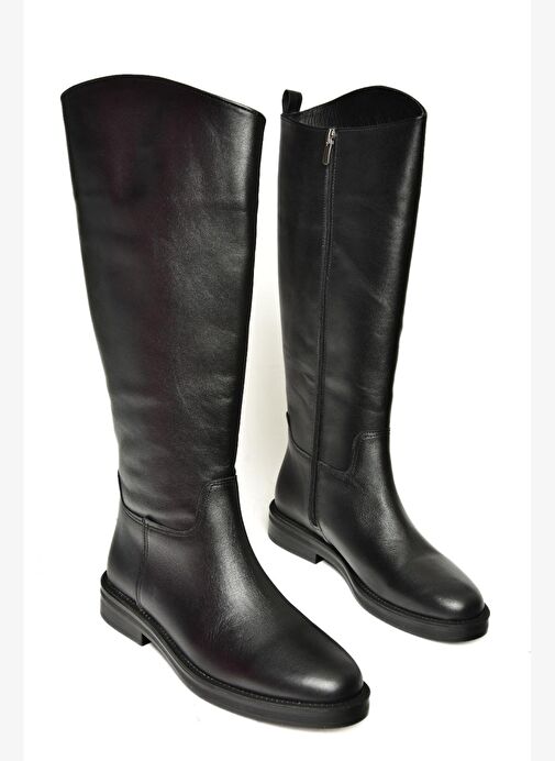 T654000609 Siyah Düz Tabanlı Kadın Çizme - Görsel 7