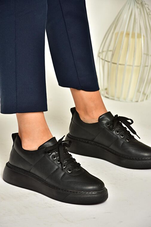 T274148309 Siyah/Siyah Spor Ayakkabı Sneakers - Görsel 4