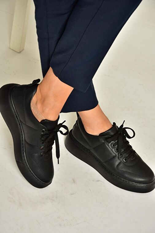 T274148309 Siyah/Siyah Spor Ayakkabı Sneakers - Görsel 6