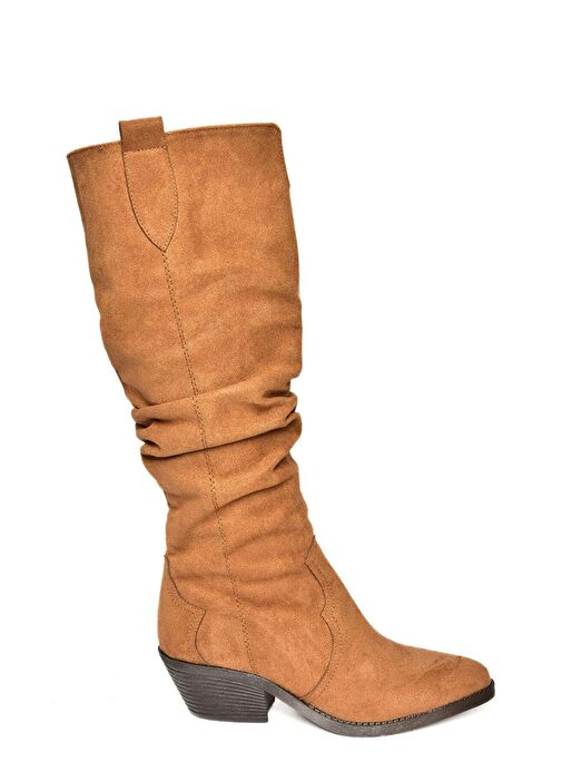 T404401002 Taba Süet Büzgülü Kadın Çizme - Görsel 7