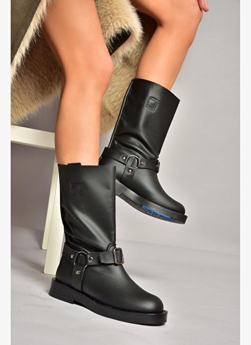 T973530309 Siyah Alçak Topuklu Kadın Bot - Görsel 2