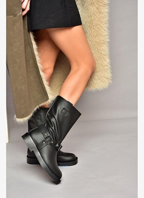T973530309 Siyah Alçak Topuklu Kadın Bot - Görsel 3