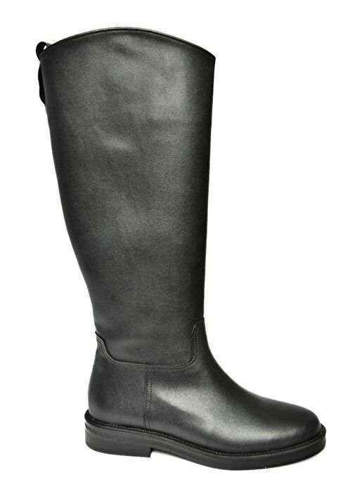 T654060603 Siyah Hakiki Deri Düz Tabanlı Kadın Ayakkabı - Görsel 8