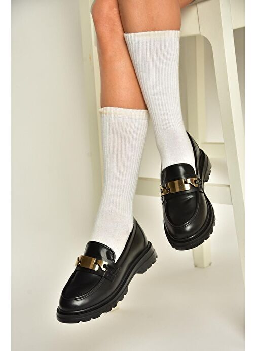 T820515109 Siyah Makosen Kadın Ayakkabı - Görsel 2