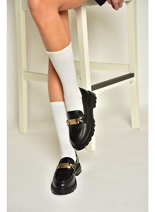 T820515109 Siyah Makosen Kadın Ayakkabı - Görsel 3