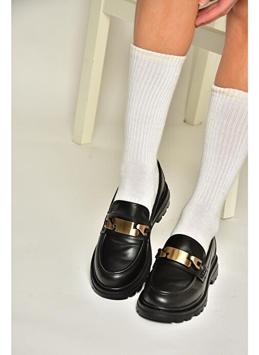 T820515109 Siyah Makosen Kadın Ayakkabı - Görsel 4