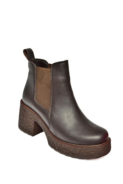 T996220009 Kahverengi Kalın Topuklu Kadın Bot - Görsel 6