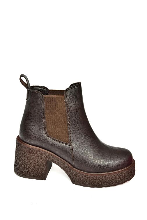 T996220009 Kahverengi Kalın Topuklu Kadın Bot - Görsel 8