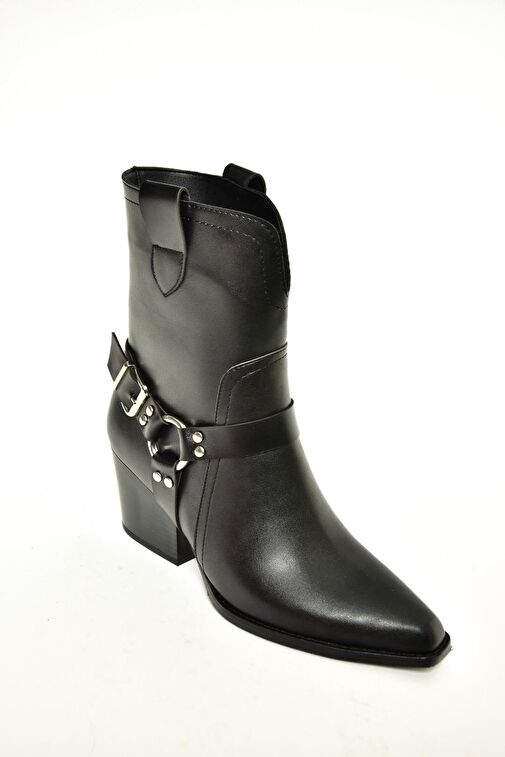 T296094009 Siyah Kovboy Model Kalın Tabanlı Kadın Bot - Görsel 6
