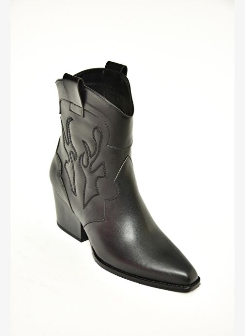 T296112009 Siyah Kalın Topuklu Kadın Bot - Görsel 3