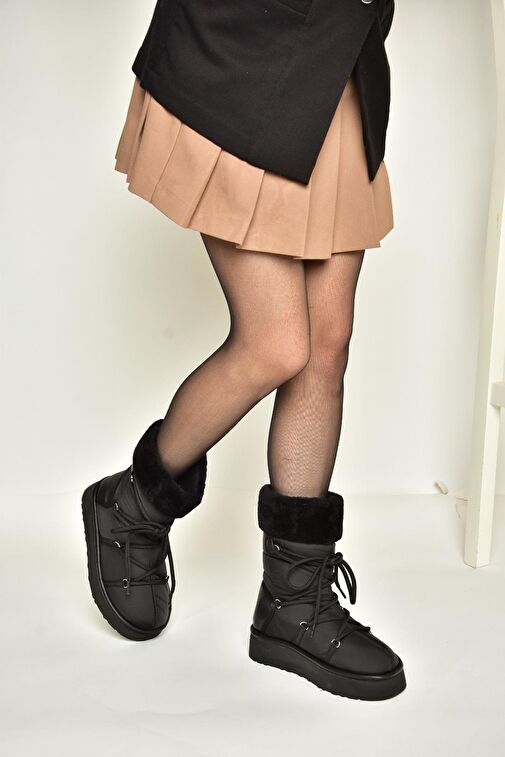 T476383004 Siyah Kumaş Kar Botu - Görsel 3