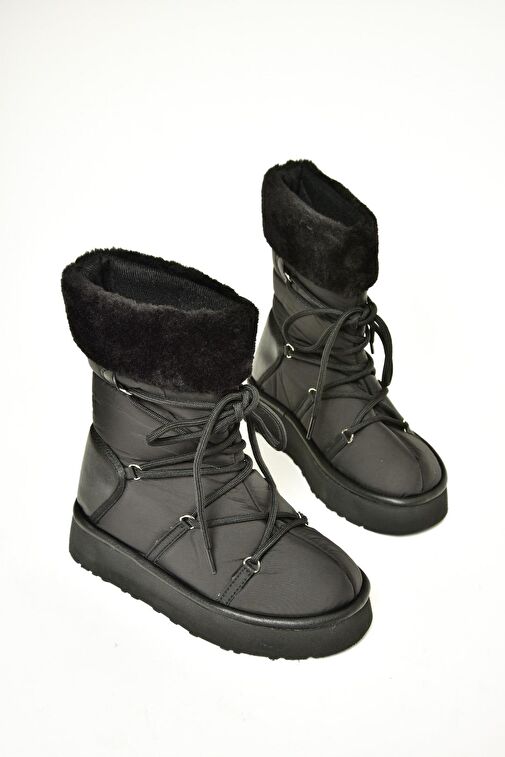 T476383004 Siyah Kumaş Kar Botu - Görsel 5