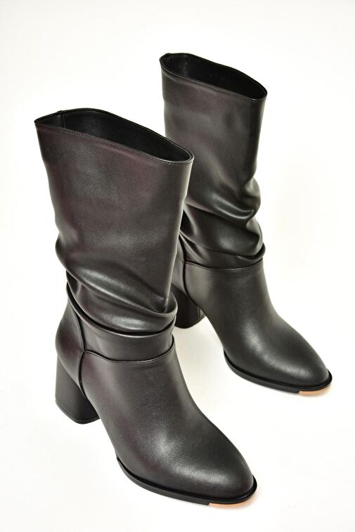 T848243009 Siyah Kalın Topuklu Kadın Bot - Görsel 6